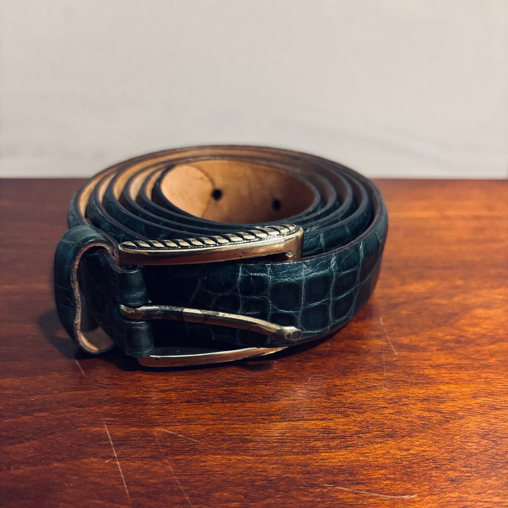 Green Leather Belt by Talbots -  Size XXL